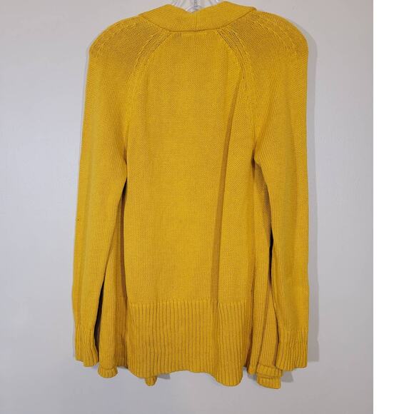 Loft Women's 100% Cotton Open Front Knit Cardigan Sweater Yellow Size Medium - Picture 2 of 7